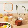 4 Grids Salt Pepper Seasoning Box Transparent Lid Spice Jar Chili Powder Sugar Bowl Condiments Storage Container Kitchen Gadgets