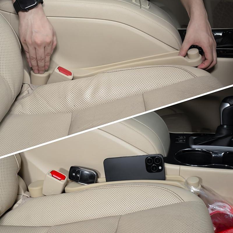 Car Seat Gap Filler Set Of 2, Soft Foam Multifunctional Seat Side Gap Filler With Organizer & Hook Function, 3In1 Gap Stopper Universal Fit Car SUV