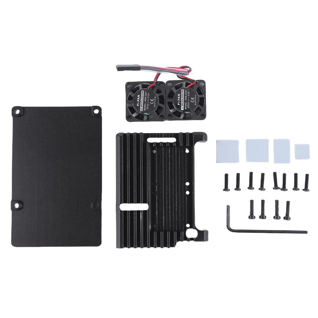 Heavy Duty Passive Cooling Metal Case with Dual Cooling Fan Metal Protective Enclosure Suitable for Raspberry Pi 4 Model B