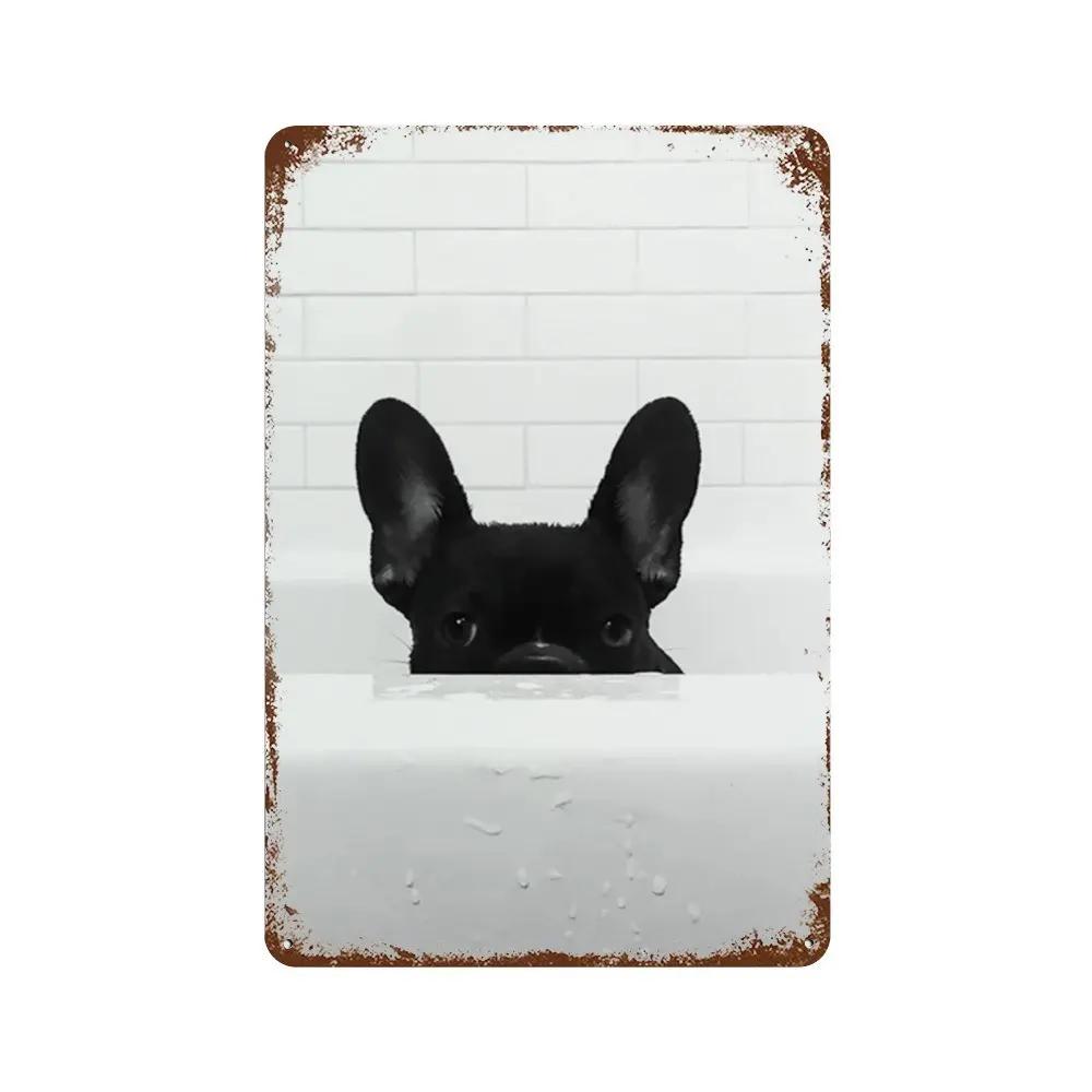 Funny Animal Posters Metal Tin Sign Plaque Dog Monkey Reading Newspapers Decorative Plates For Toilet Bathroom Wall Art Decor