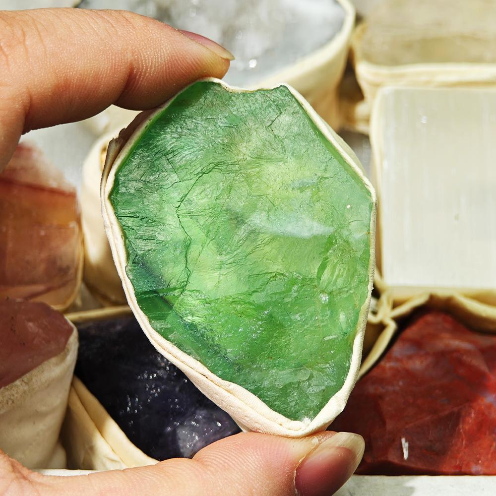 Raw Stone Crystal Set 1.6-2.4" Natural Stone Rock Minerals Specimens Collection Amethyst White Crystal Cave Green Fluorite
