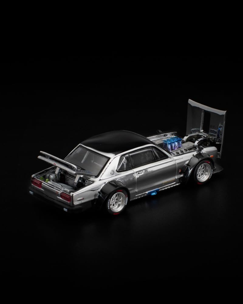 Genesis Company POP RACE Skyline V8 Drift Silver Chrome Finished Model PR640330 1/64 GT-R (Hakosuka)
