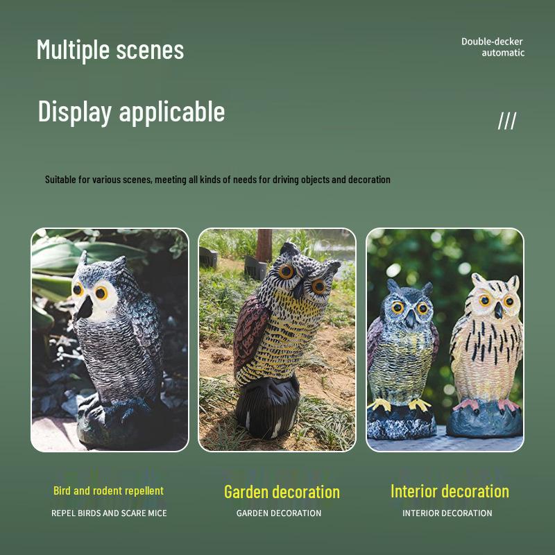 360° Rotating Owl Garden Ornament: Realistic Outdoor Bird Decoy