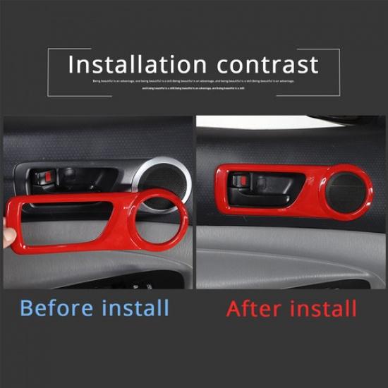 Fit For Toyota Tacoma 2011-2015 ABS Red Interior Door Handle Bowl Trim