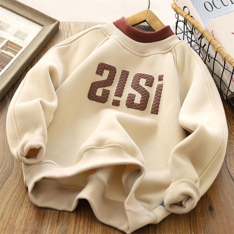 Warme dicke Jungen-Sweatshirts Kinder Plus Samt Pullover Kinder Winter Freizeitkleidung Teenager Herbst Bedruckte Sportshirts 4-14J