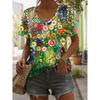 Women's T Shirt Print Floral Graphic Plants Vintage Tropical Hawaiian Short Sleeve V Neck Regular Tops Summer Spring