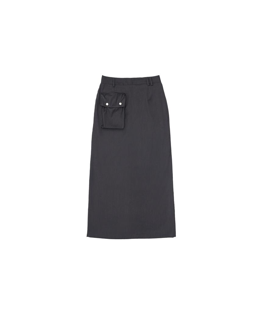 320SHOWROOM 1Cargo Pocket Long Skirt Charcoal