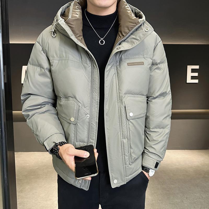 Winter new men's hooded short down jacket trendy handsome warm loose casual fashion jacket men
