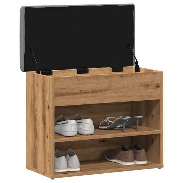 VidaXL Shoe Bench Artisan Oak 62x32x50 Cm Engineered Wood, Bench, Storage Bench, Hallway Seat 857630