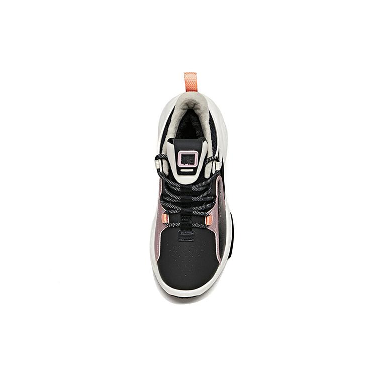 Anta Bastard Fleece Lined Mid Top Skateboard Shoes Women's Black White Pink 122048903-4