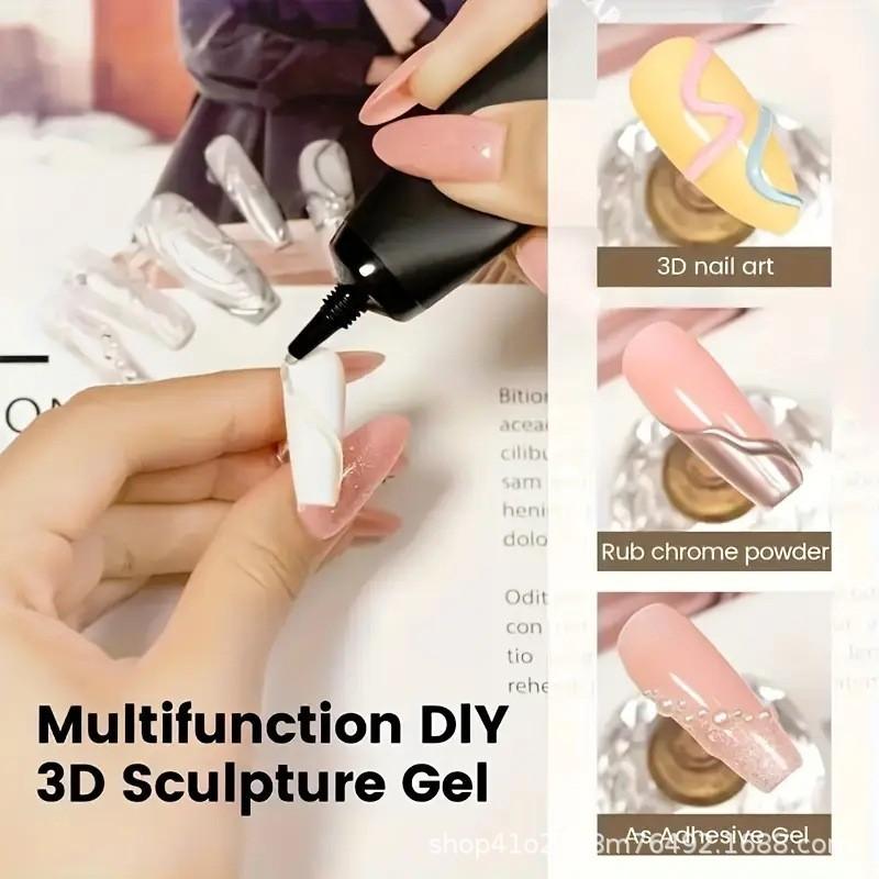 3D Sculpting Rhinestone Gel, No-rinse Nail Art, Powder-free Design, UV Gel, Long-lasting, Extension, and Strengthening Water-wave Gel.