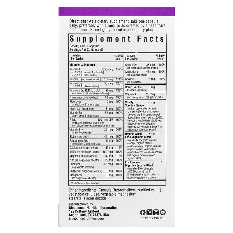 Men's ONE® 40+, Whole Food- Based Multiple, 60 Vegetable Capsules