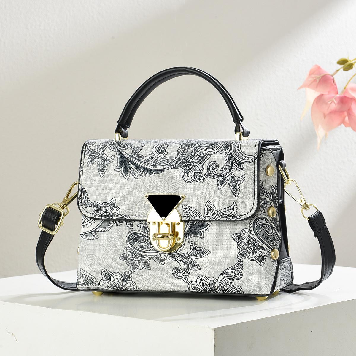 

Новый китайский стиль печать легкий роскошный высокое качество мягкий прочный модный изысканный легкий сумка через плечо для通勤/отдыха на открытом воздухе чёрный