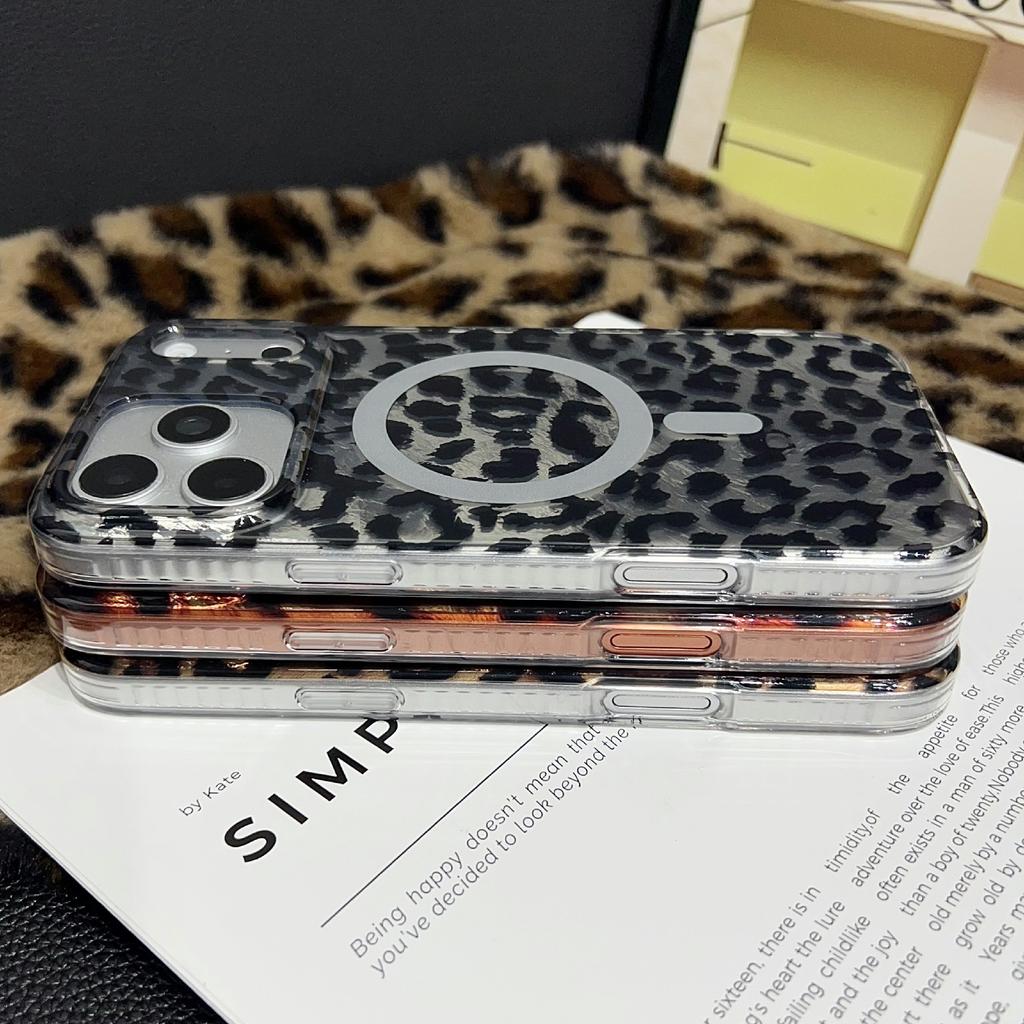 For iPhone 17 Pro Max Case Compatible with MagSafe IMD Leopard Print TPU PC Phone Cover