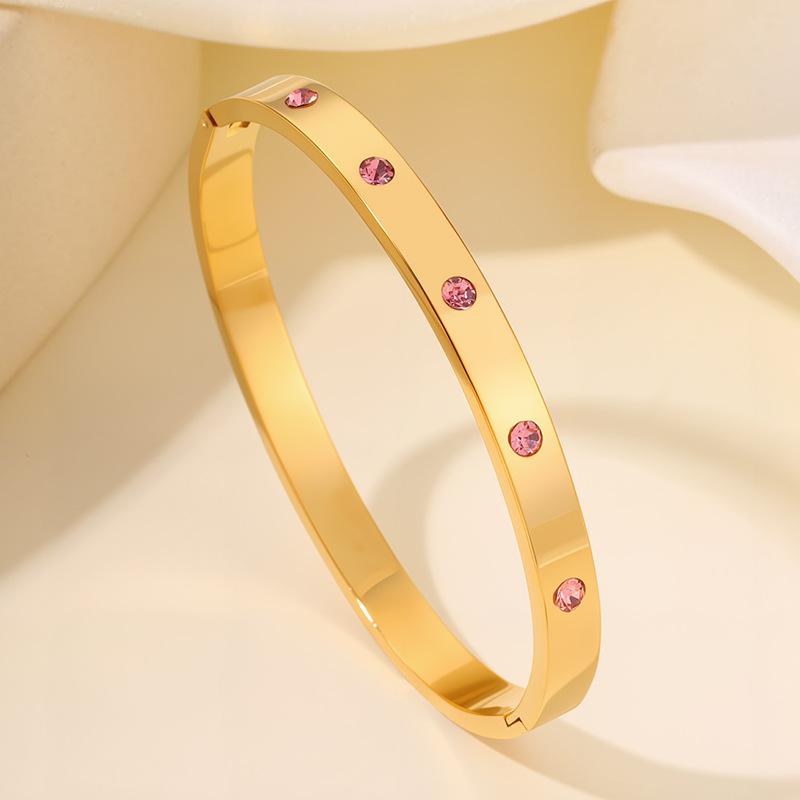 Circle Exquisite Color High-end Women s Fashion Light Luxury Style Open Bracelet One Size(16-22CM)