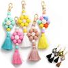 European & American Beaded Pendant Charm: Creative Silicone Tassel Keychain for Women's Accessories