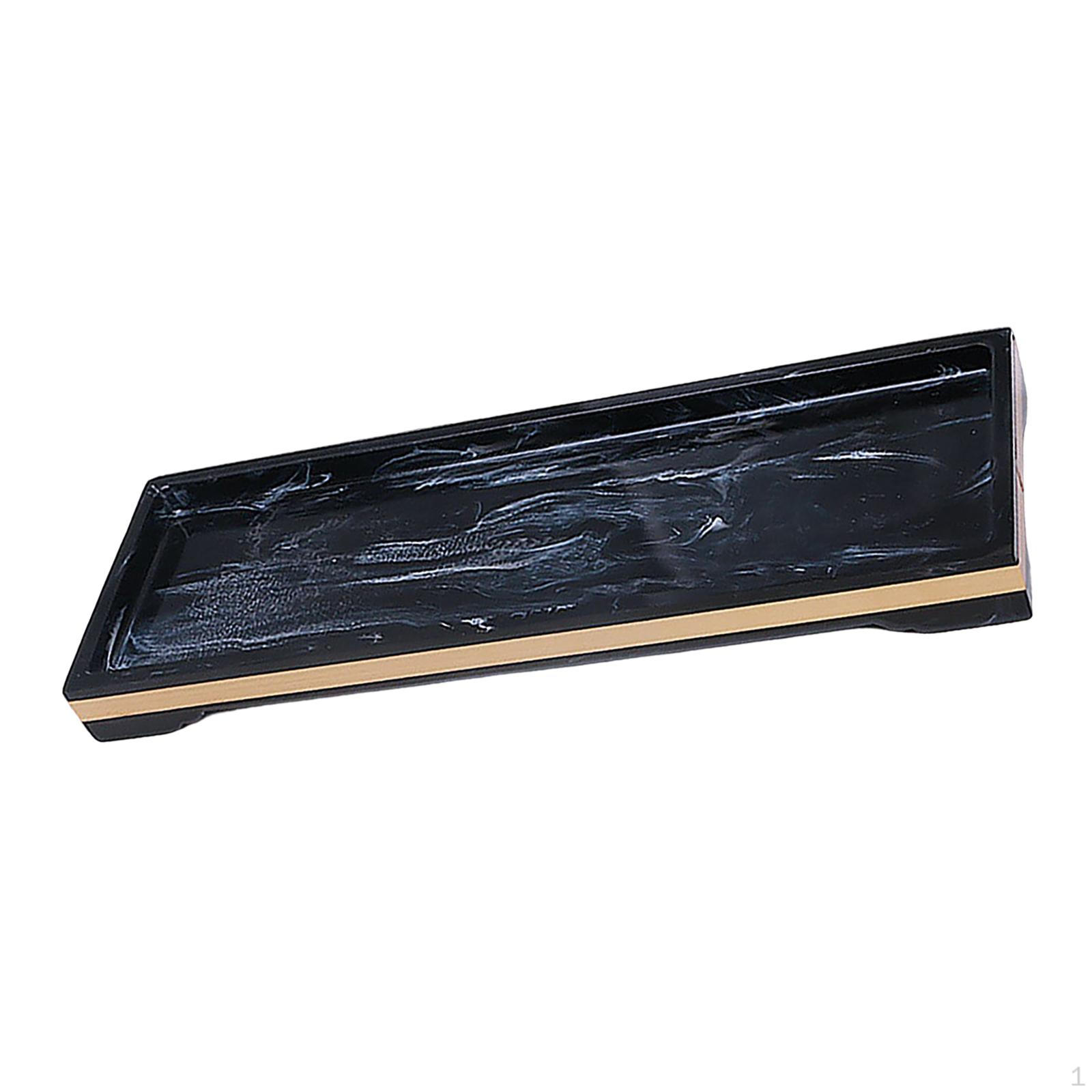 

Bathroom Tray Toilet Tank Storage Tray, Resin Kitchen Sink Trays, Vanity Countertop Organizer Soap Black