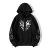 Spider Web Heart Print Velvet-Lined Hooded Jacket for Autumn and Winter