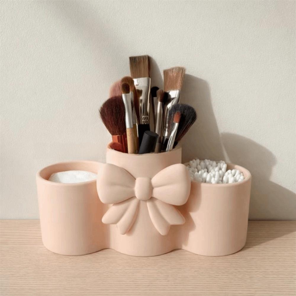 Ornaments Makeup Brush Holder Embossed Bow Desktop Decoration Decorative Pencil Organizer Bedroom