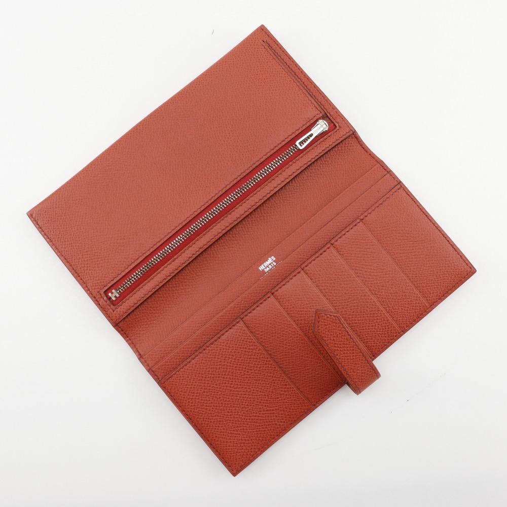 HERMES Bean Purse Orange/SilverHardware Epsom Women Used