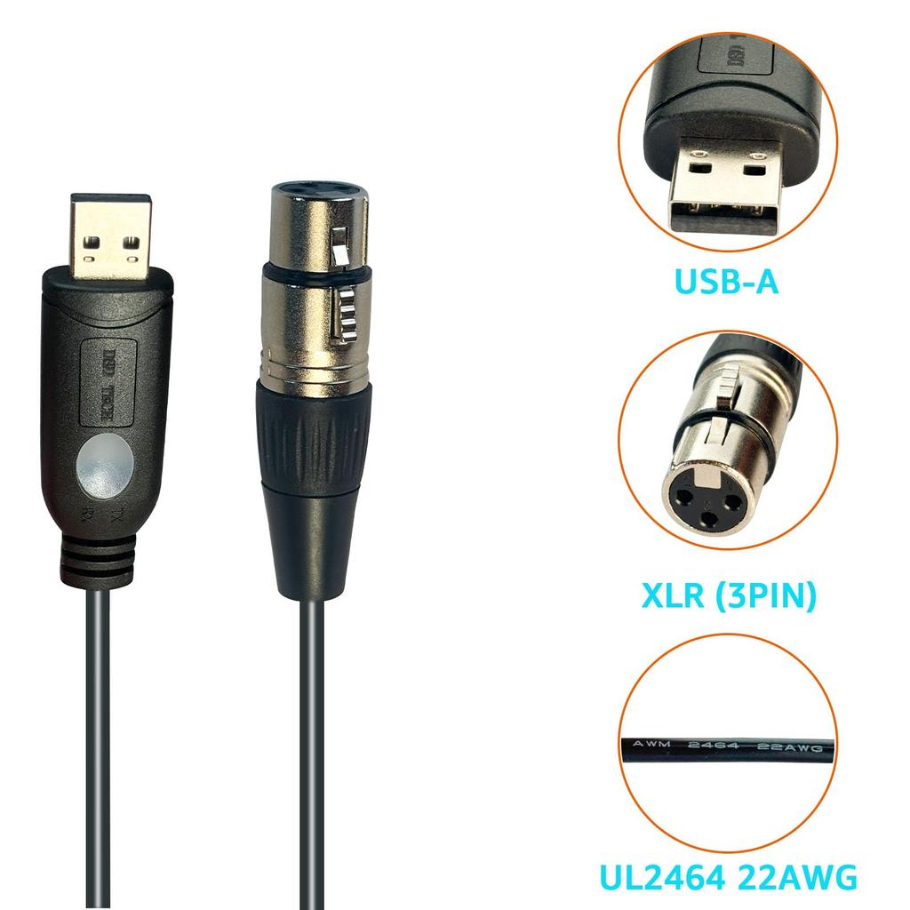 DSD TECH USB To XLR Cable for Shure and Other Dynamic Microphones SH-AU20A (5.9 Feet)