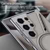 Luxus Galvanisiert Einfache Leder Handyhülle Für Samsung Galaxy S25 S24 S23 Ultra Magsafe Magnetische Kabellose Lade Schutzhülle