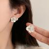 Elegant Three-Dimensional Floral Stud Earrings: French Retro Chic, Versatile & Luxurious Design for Women