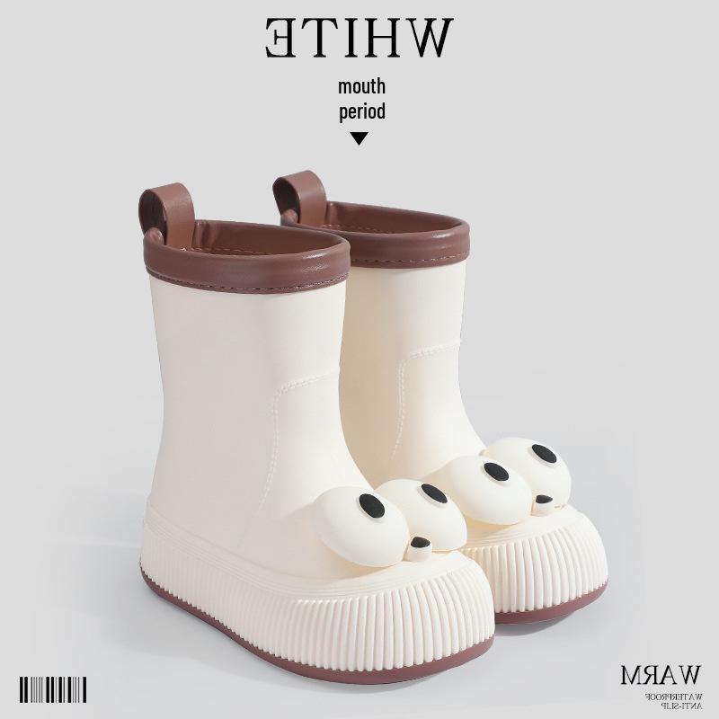 Women's Fashion Rain Boots: Non-Slip, Waterproof, Fleece-Lined, Mid-Calf Boots for Ladies & Kids - Perfect for Outdoor Wear.
