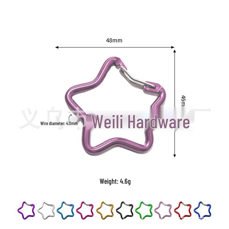 Colorful Aluminum Pentagon Carabiner Hook for Bags, Jewelry & Clothing Accessories with Star Quick-Release Buckle