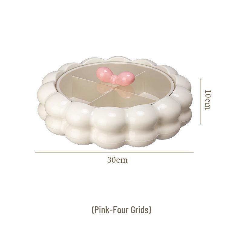 Cream Style European Coffee Table with Compartmented Dried Fruit & Snack Storage - Premium Light Luxury Feel