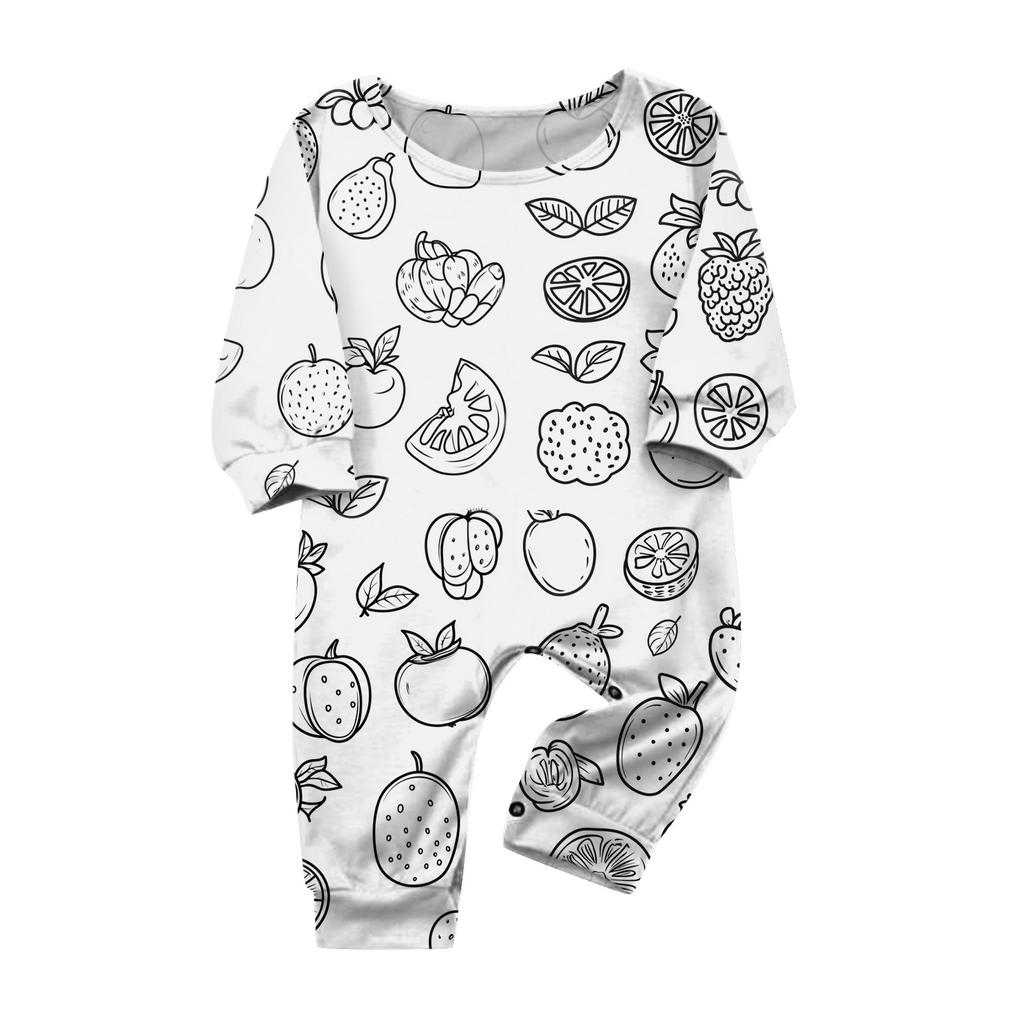 Handbemaltes Eltern-Kind-Outfit - Aufdruck Rundhals Eltern-Kind Langarm Lange Hose Hausanzug Anzug