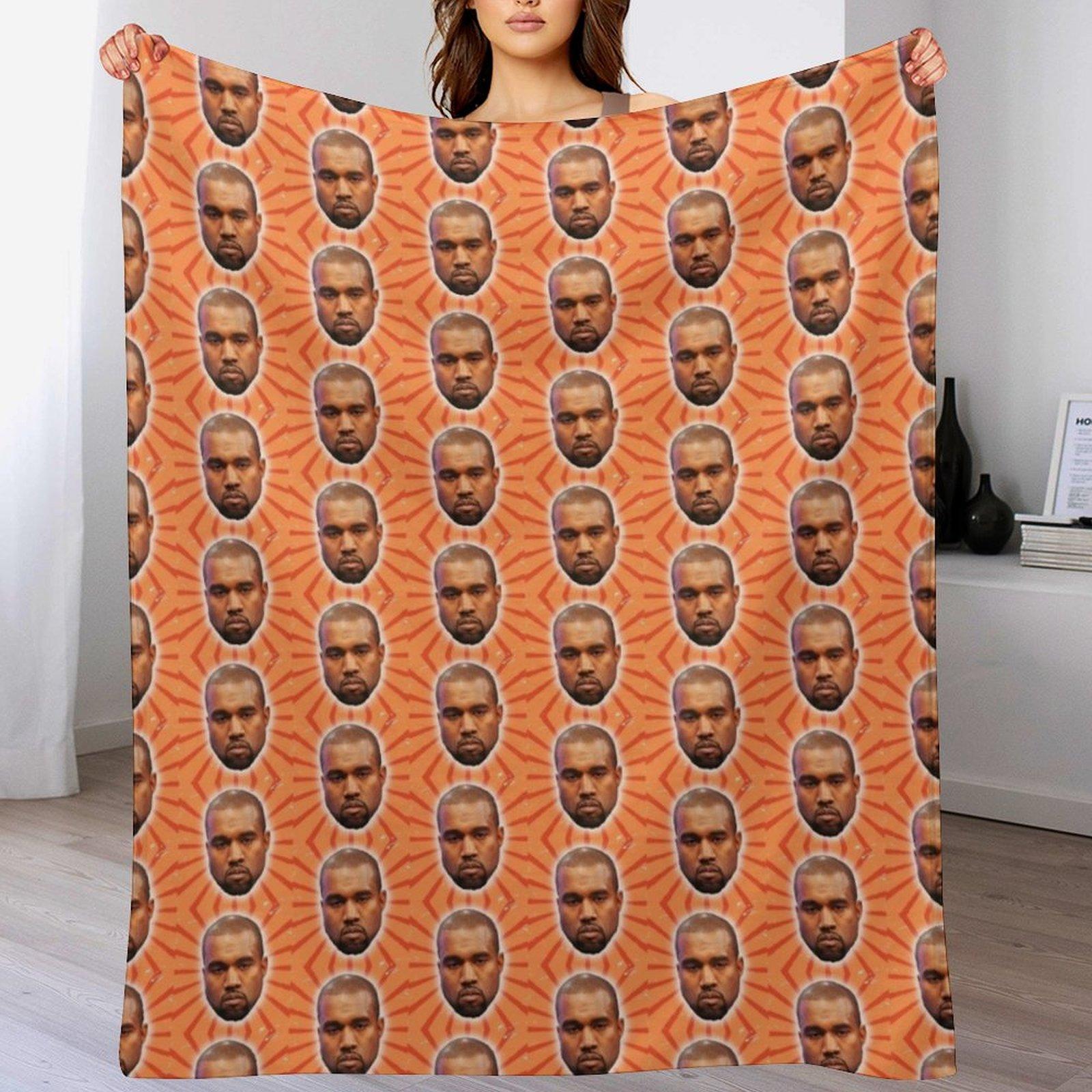 Creative Homewares Unisex White Kanye West Meme Face Throw Blanket Cozy Home Blanket Gift For Christmas Holiday