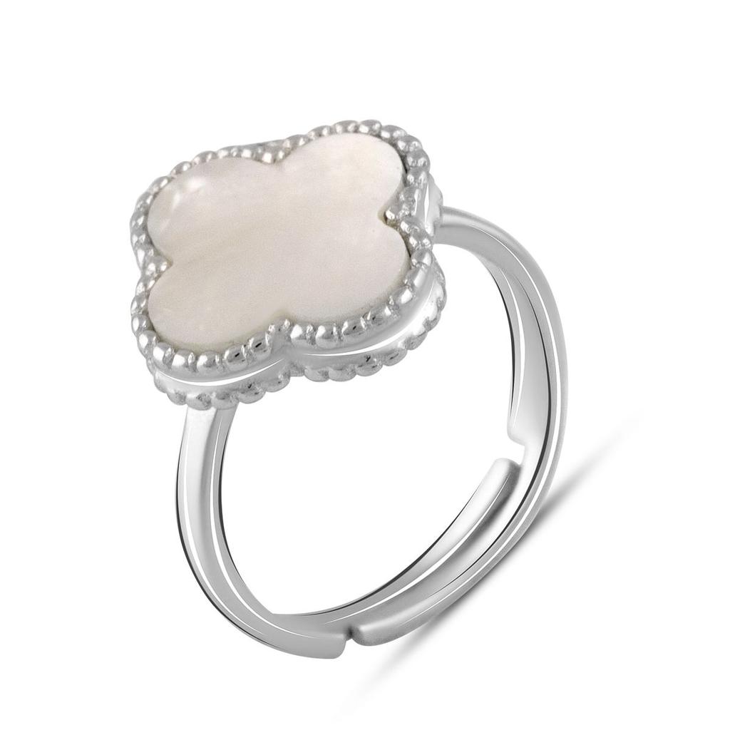 Silver Ring with Natural Mother-of-pearl, Product Weight 3.38 G (2102656)