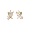 @Special French temperament butterfly pearl stud earrings design light luxury high temperament earrings versatile earrings