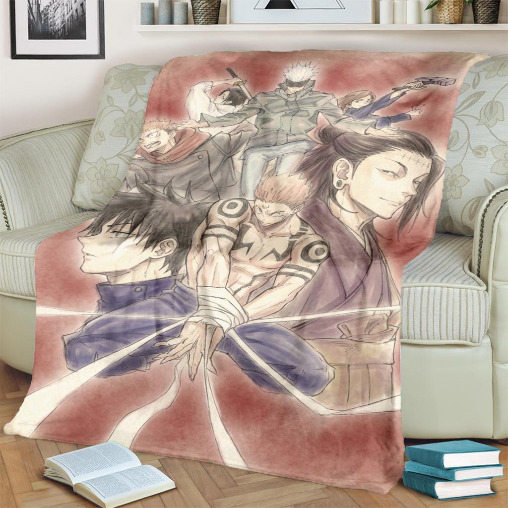 Jujutsu Kaisen Flannel Throw Blanket Comfortable Warm for Bedrooms, Sofas, Beds, Chairs, Picnics, Travel