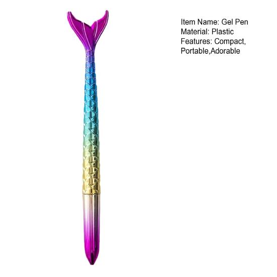 Gel Pen Mermaid-Themed 0.5mm Quick-Dry Black Ink Pen Cute Gradient Body Smooth Writing Pen for Students Journaling