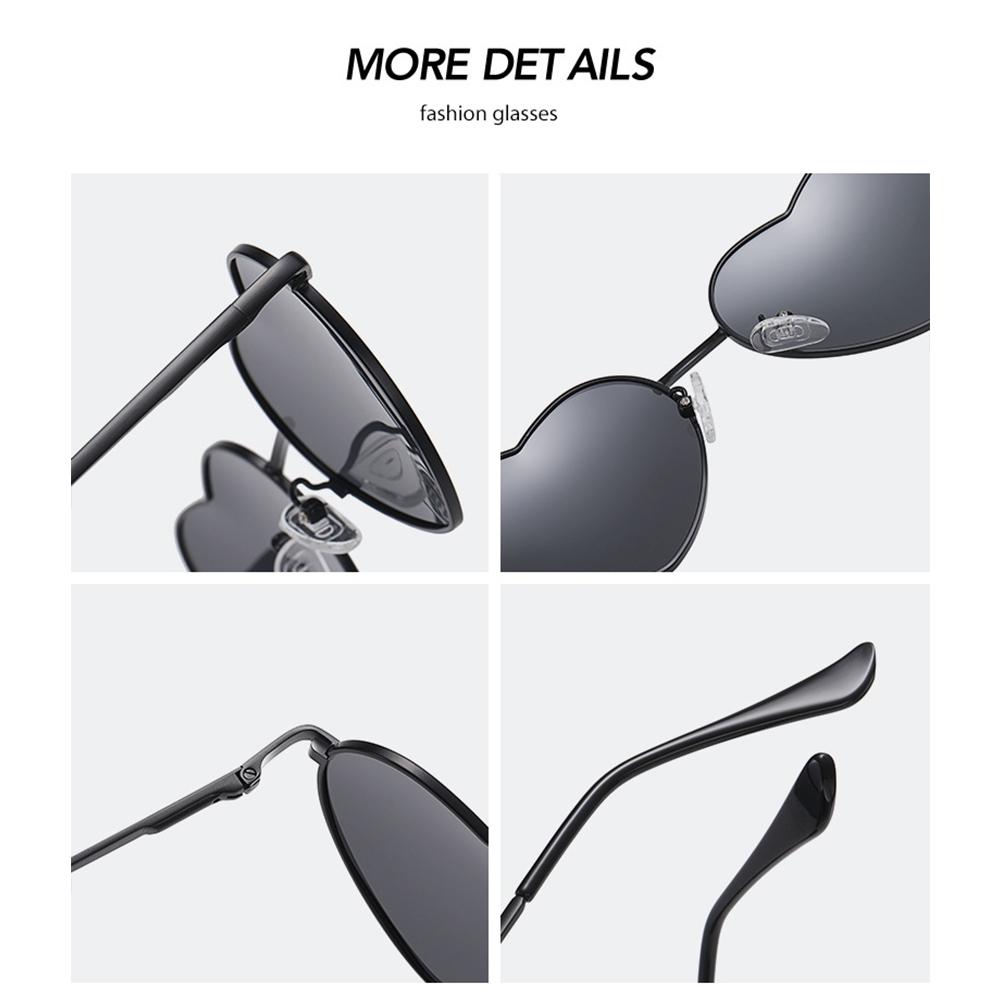 Metal Frame UV400 Protection Heart-Shaped Glasses Eyewear Women Heart Sunglasses Polarized Glasses