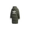 adidas Originals Long Sherpa Mid-Length Sports Down Jacket With Hood Winter Women Jackets Dark-Green GL6409