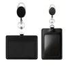 Simple Worker Card Holder Black Color Lanyards Id Badge Holder Solid Color Retractable ID Card Holder Office Supplies