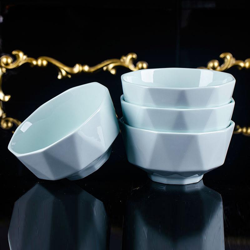 Diamond Bowl Creative Japanese-style Pure Color Household Ceramic Rice Bowl Instant Noodle Bowl