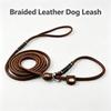Genuine Leather Slip Dog Leash for Small Medium Dogs Puppy Pet Lightweight Soft Thin Sturdy Adjustable Slip Lead Dog Leash Brown
