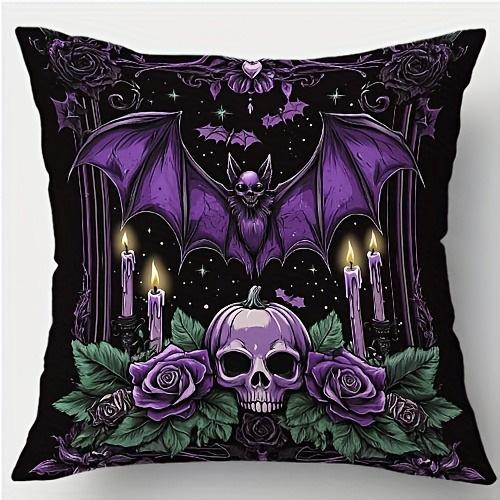 Halloween Themed Pillow Covers: Bat, Cauldron, Butterfly, Raven with Skull and Pumpkin Designs Sofa Cushion Cover
