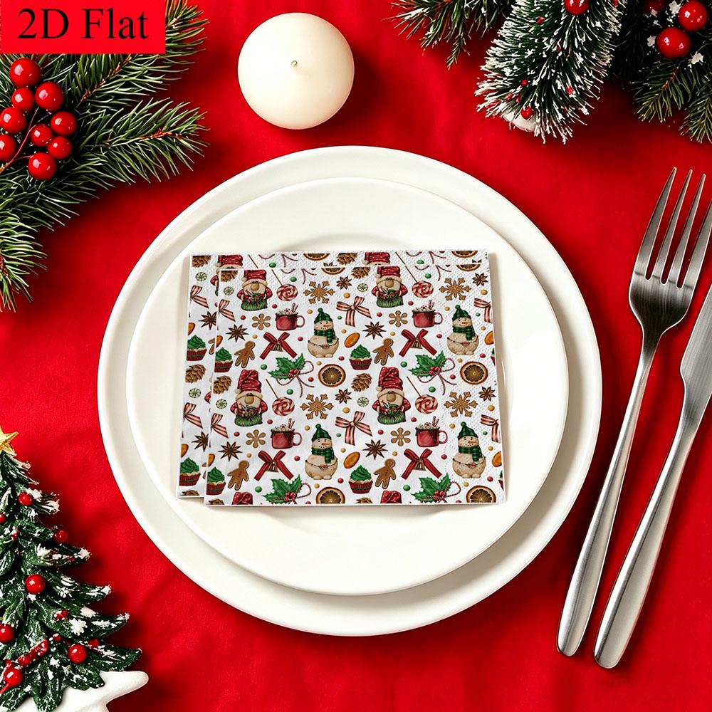 20pcs Disposable Napkins Withgingerbread Man Pattern Print for Wedding,Parties,and Daily Use for Thanksgiving Fall Christmas Table Decoration