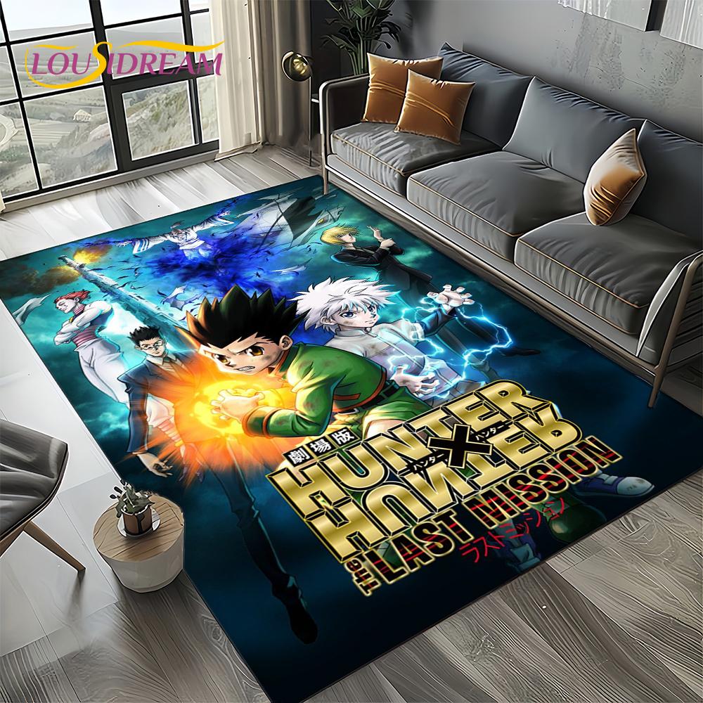 Alfombra HxH Anime Hunter×Hunter Dibujos Animados para Dormitorio Sala de Estar Decoración de Sofá del Hogar, Alfombrilla Grande Decorativa Infantil Regalo