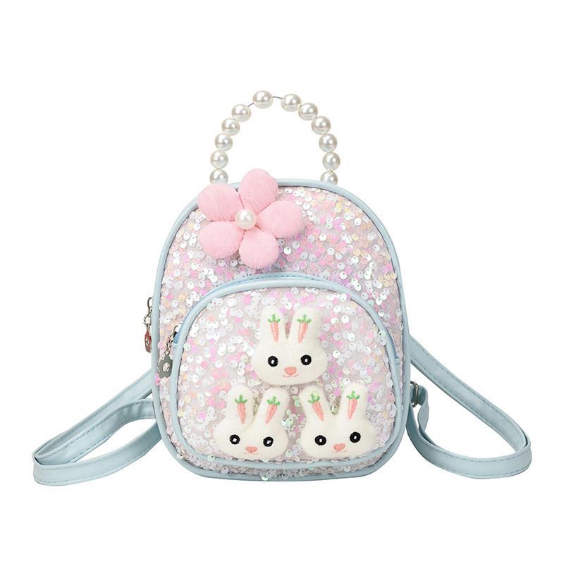 Cute Pu Material Preschool Backpack For Kids With Stylish Cartoon Pattern синий