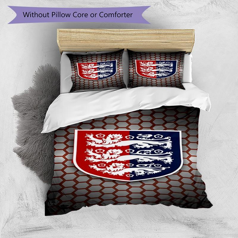 Set Copripiumino con Stampa Stemma Calcio Inghilterra – include 1 copripiumino e 2 federe coordinate Arredo Camera da Letto Regali di Natale