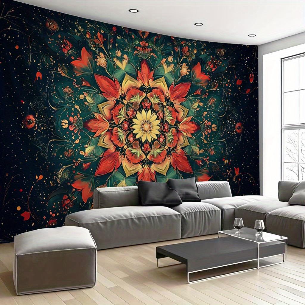 Beautiful Mandala Flowers Digital Printing Polyester Wall Tapestry Suitable For Use In Living Rooms Bedrooms Offices Bars Party