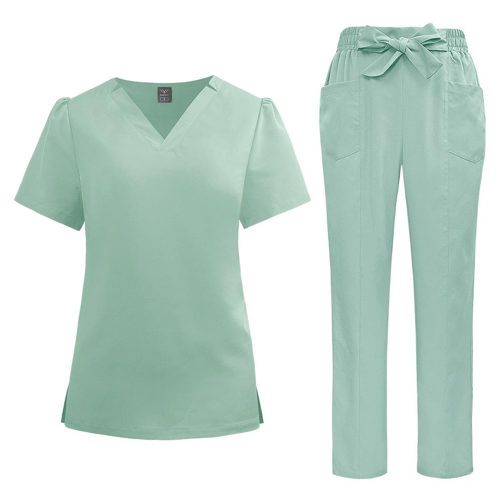 Women's new quick-drying thin beauty salon SPA club bow solid color hospital work nurse uniform hand wash