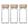 3Pcs Glass Seasoning Jar Set with Airtight Lid And Labels Square Salt Shaker Bottle for Outdoor BBQ Spice Container for Camping Kitchen Storage