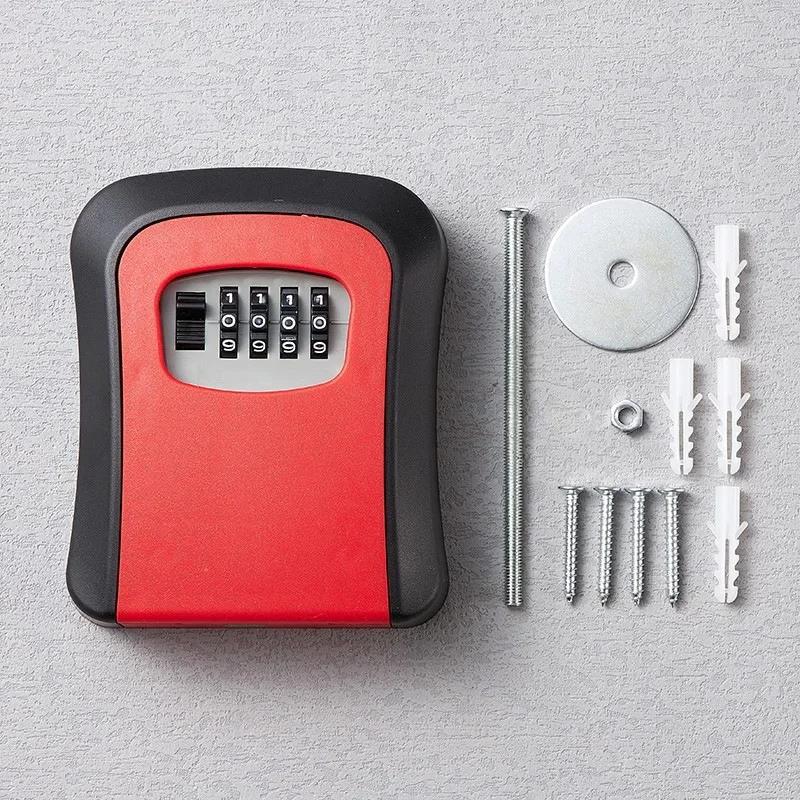 Home Key Lock Box Wall-mounted 4-digit Password Security Lock Key Storage Waterproof Storage Box for Home Office Key Storage